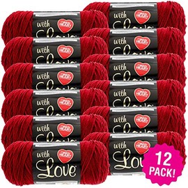 Red Heart Red Heart With Love Yarn-12/Pk-Berry, 12/Pk, Berry Red 12 Pack