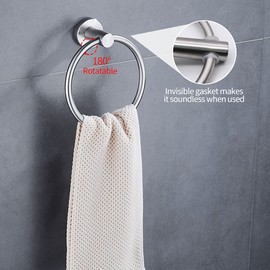 2pcs Toilet Paper Holder and Towel Ring Set, Sturdy Bathroom Hardware Set, Stainless Steel Hand Towel Holder and Towel Hanger with Hardware Pack, for Bathroom Kitchen(2pcs Brushed Nickel)