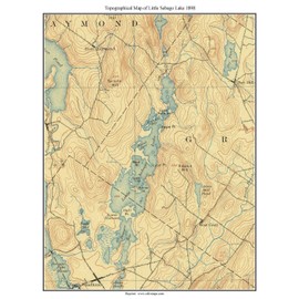 Little Sebago Lake - ca 1898 USGS Old Topographical Map Custom Composite Print - Maine