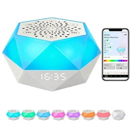White Noise Machine for Sleeping, 32 Sounds 8 Light Baby Adults Home Travel | 32 Sounds, 8 Light, App & Touch Control, Alarm Clock,bluetooth speaker,B
