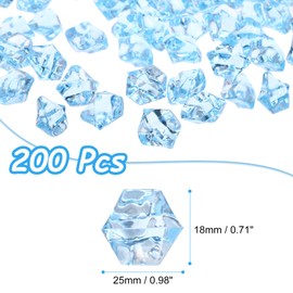 sourcing map 200pcs Fake Ice Rocks Acrylic Light Blue Crystals Gems Stones Dazzling Crushed Ice Sparkling Fake Diamonds for Vase Fillers