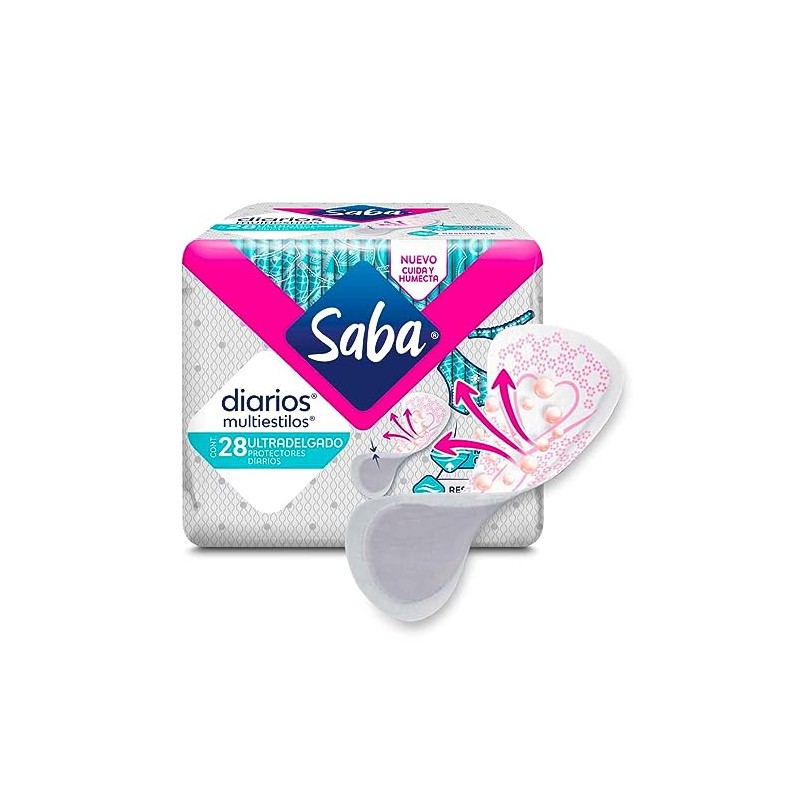 Saba Protectores Diarios Multiestilos Ultradelgados, 28 piezas
