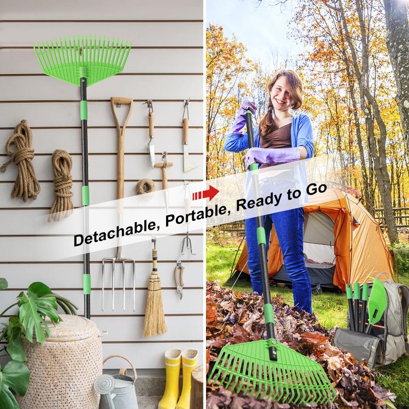 Plastic Leaf Rake - Upgraded Anti-Break Nylon Head,65" Adjustable Outdoor