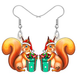 LONYOO Acrylic Christmas Squirrel Earrings Dangle Jewelry Funny Squirrel Gifts for Squirrel Lovers Women (Honey)
