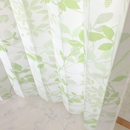 Thermal Insulation, Separate Frontage to Improve Air Conditioning Efficiency, Long Accordion Curtain Noren "Leaf", Width 41.3 x Length 98.4 inches (105 cm) x Length 98.4 inches (250 cm) (Green Leaf)