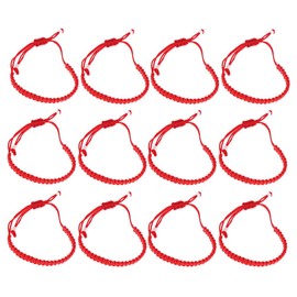 NUOBESTY Unisex Handmade Red String Adjustable Luck Bracelet Anklet for Prosperity and Success 12 pcs