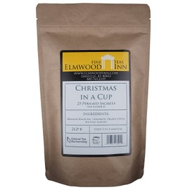 Elmwood Inn Fine Teas, Christmas in a Cup Cinnamon Black Tea, 25 Pyramid Sachet Tea Bags