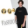feilok skeleton Stud Earrings for Women Men Stainless Steel Piercing