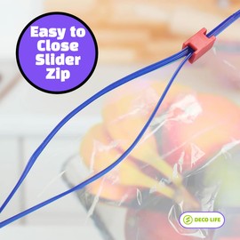 Deco Life® Slide Zip Food Bags 20 Pack 1L Capacity All-Purpose Resealable Sliding Zip Bags Food Storage Bags BPA-Free Ideal for Freezing, Organizing, Transporting and Preserving Product Sandwhich Bags