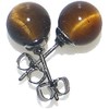 Kobe Hokodo Chatoyancy Run Tiger Eye 8mm Titanium Earrings, Titanium,