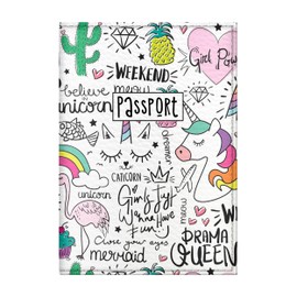 Quttie Passport Cover for Kids, Women and Men, Cute Travel Passport Holder (Ladies Unicorn Pattern)