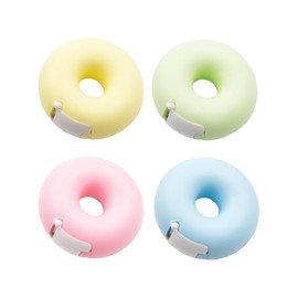 ARFUKA Tape Dispenser Mini Tape Cutter Donut Shape Tape Cutter Box Case Dispenser, Tapes Included for Arts, Home, School and Office Use Pack of 4