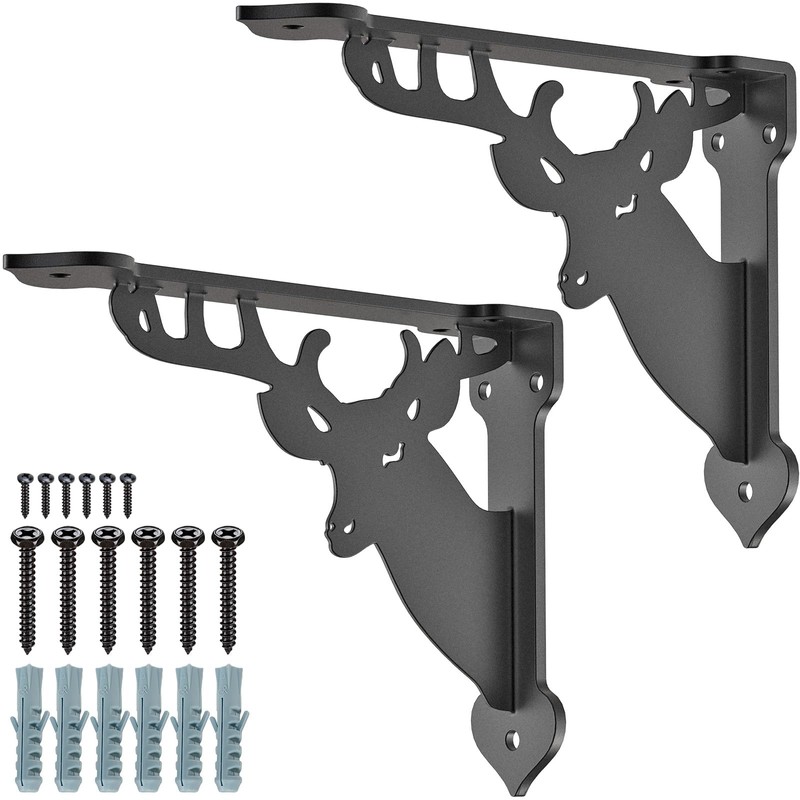 SELEWARE Heavy Duty Shelf Brackets 8 Inch, Deer Shelves Brackets,