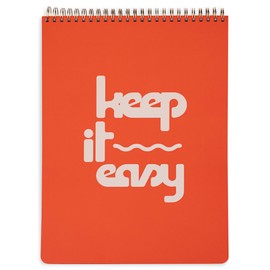 ban.do Quote Rough Draft Large Top Spiral Notebook, 8.5" x 11.75" with Pocket and 160 College Ruled Page, Keep It Easy