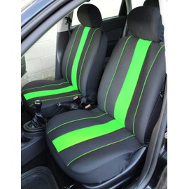 Carseatcover-UK® Front Pair of SPEEDSTER Green FABRIC Car Van Seat Covers