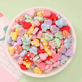 LiQunSweet 200 pcs Mixed Colors Cartoon Car Resin Cabochons Vehicle Transportation Flatback Charms for DIY Jewelry Embellishment Craft Shoe Bag Phone Keychains Supplies