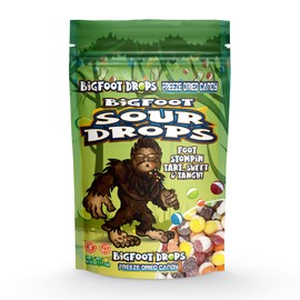 BigFoot Sour Drops, Freeze Dried Candy, 4 oz, Assorted Strawberry, Orange, Lemon, Grape, Lime Flavors, Bag Pouch, Ideal Gift Snack