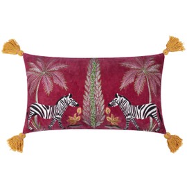 Wylder Tropics Kalahari Embroidered Velvet Cushion Cover - Multicolour - 30x50cm