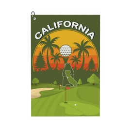 BJQ Golf Towel California Flag Golf Towel with Carabiner Clip Microfiber Towel for Golf Bag Men and Women Golf Accessories
