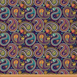 Feelyou Paisley Fabric by The Yard, Vintage Boho Paisley Floral Print Upholstery Fabric for Chairs, Geometry Circle Flower Exotic Colorful Decorative Waterproof Outdoor Fabric, 1 Yard,