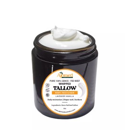 AJOMED Whipped Tallow Skin Cream GRASS FED + Plain, No Additives, Tallow Face Cream 8oz