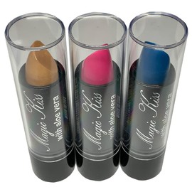 [terry_and_jun] Magic Kiss Aloe Vera Non-Fall Lipstick Hawaii Classic Souvenir Set of 3 (Gold/Magenta/Blue)