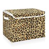 CaTaKu Large Fabric Storage Bins With Lids, Brown Leopard Print