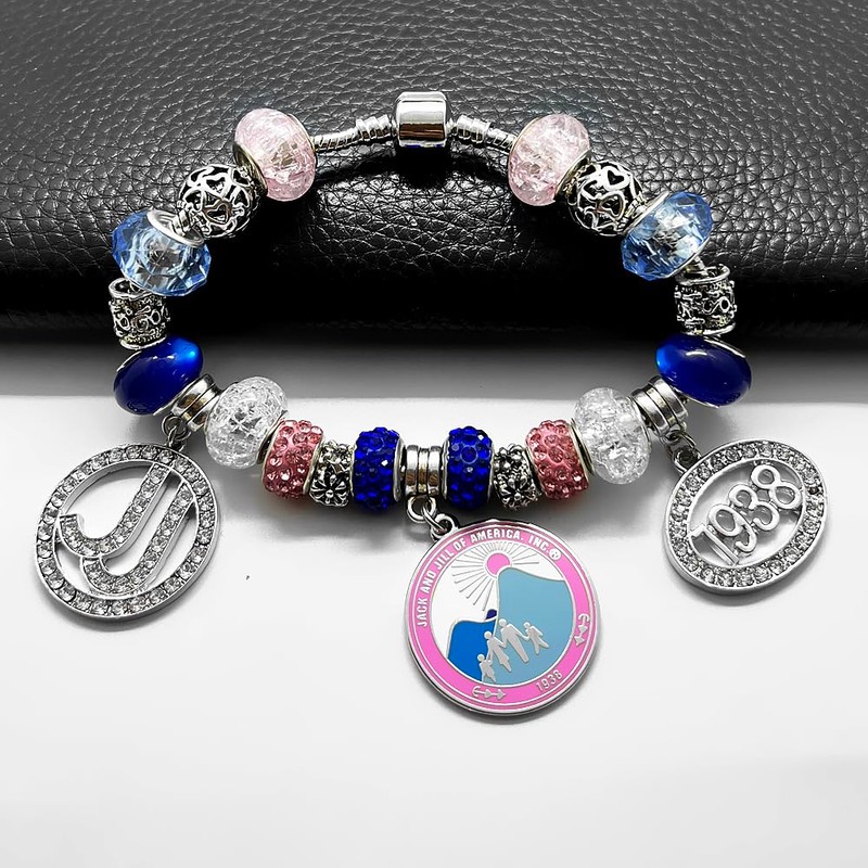 muiot JACK AND JILL Sorority Bracelet JJ 1938 Rhinestone Letter