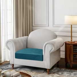 Yeahmart Sofa Seat Cushion Cover, Sofa Cushion Slipcovers Stretch Velvet, Couch Cushion Covers Replacement for Individual Cushions with Elastic Bottom (Green, 1 Seater)