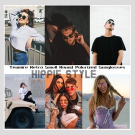 Retro Small Round Polarized Sunglasses for Men Women Circle Hippie Style Sun Glasses 2 Pack (Gold/Grey+Gold/Red Mirrored)