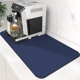 WISELIFE Coffee Mat Super Absorbent Dish Drying Mat Coffee Bar Accessories Match with Coffee Maker Coffee Machine Coffee Pot Large Drying Mats for Kitchen Counter 16" W x 24" L, Blue
