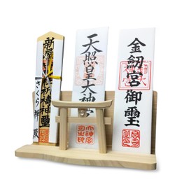 [Sakura Zen] God Shelf, Wall Mounted, Myojin Torii Sansha Hinoki Cypress Money Holder, Clouds [New Model Total Hinoki Cypress with Crystal Torii Gate, Can Be Placed on Your Own Card, Amulet,