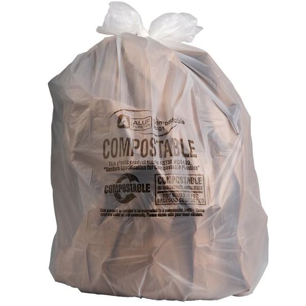 Plasticplace 40-45 Gallon Compostable Trash Bags │ 0.85 Mil │ Clear Garbage Can Liners │ 33” x 48” (50 Count)