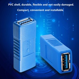 SAISN USB 3.0 Connector Female to Female Adapter USB 3.0 Coupler Adapter Converter Bridge Extension Coupler (Pack of 3, Blue)