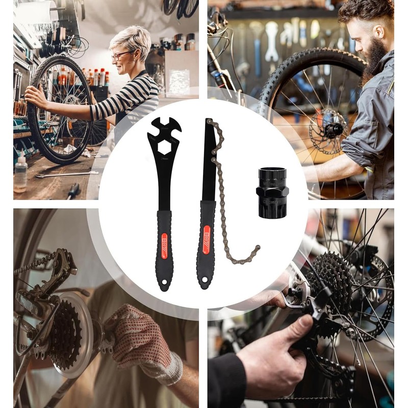 Bicycle Repair Tool Kit, Freewheel and Cassette Removal Set with