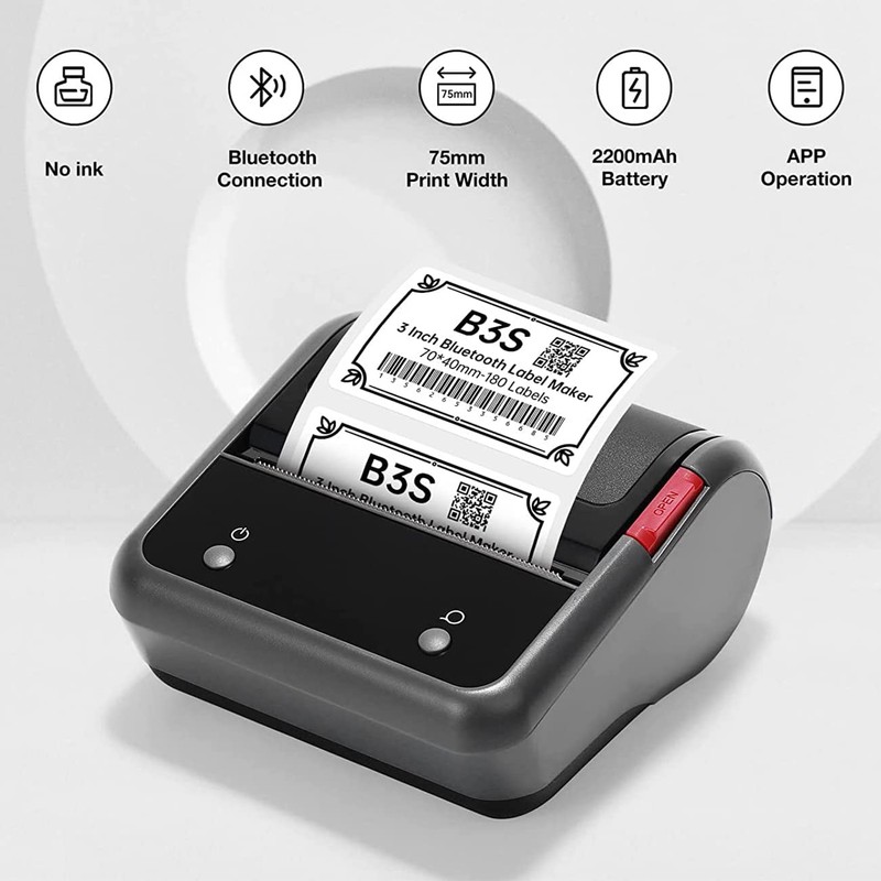 NIIMBOT Label Maker Machine, B3S Thermal Label Maker, Upgrade 75mm