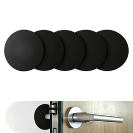 Round Door Stopper 3.15inch 5-Pieces Silicone Protector Pads Suitable for Door Knobs Refrigerator Doors (5, Black)