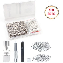 Grommet Tool Kit, 150 Sets 12mm Eyelets Punch Kit with Setting Tool for Tarpaulin Fabric Curtains