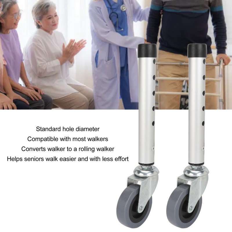 Walker Wheels Universal Rotating Adjustable Height Replacement Seniors Walker Front