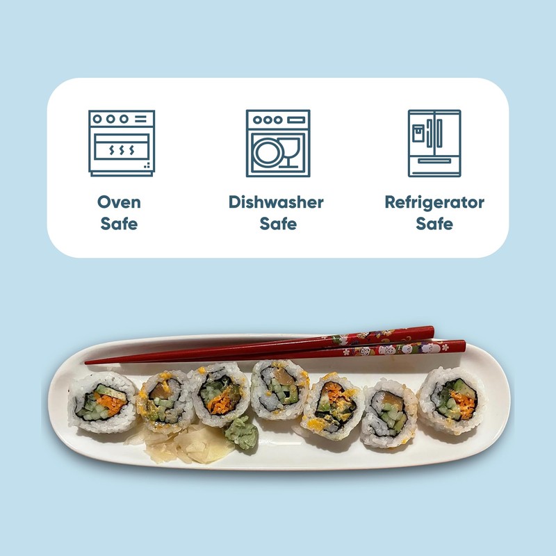 Sisson Distribution 12" Elegant White Porcelain Sushi Serving Platter -