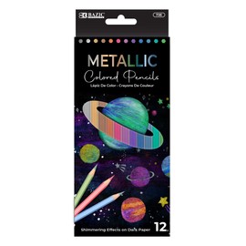 BAZIC Metallic Colored Pencils 12 Shimmering Shades Pre-Sharpened Pencil Set for Drawing Coloring, Professional Art Supplies for Artists (12/Pack), 12-Packs