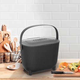 EDA - 10 Litre Compost Bin with Carbon Filter - XXL Opening - Odour Filter - Modern Design - Black