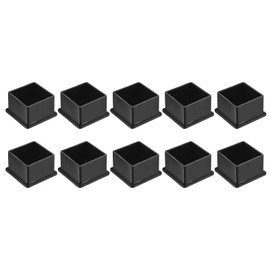 sourcing map 10Pcs Chair Leg Floor Protectors, 44 x 44mm/1.73 x 1.73inch PVC Anti-Slip Square Furniture Leg Feet Cover for Hardwood Floors Patio Chair Table Bed, Black