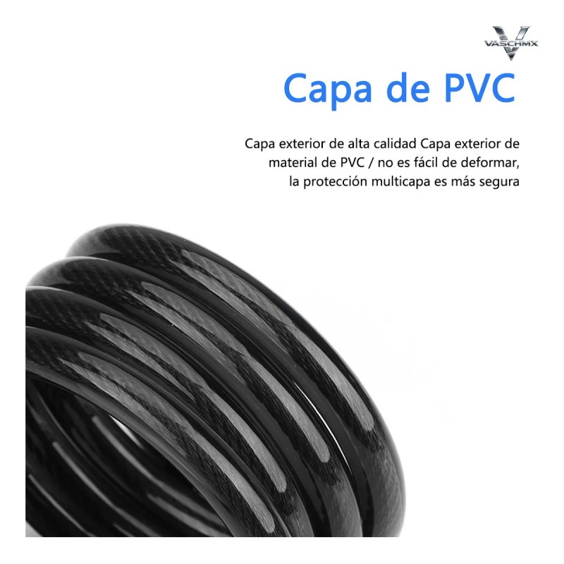 Candado Cadena Gomia Negro 1.2m Combinación Para Bicicleta Moto VRVALUE
