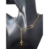 Stainless Steel Cross Pendant Necklace Cute Cross Safety Pin Necklace
