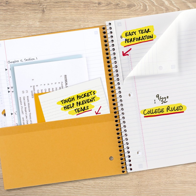Five Star Spiral Notebook + Study App, 1 Subject, College