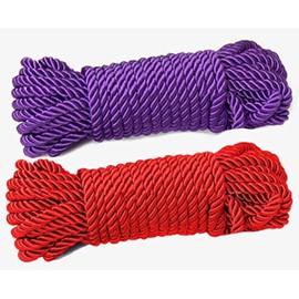 Christmas x-mas Rope Twine Silk Touch Polyester Nylon Twisted Braided for Crafts, Cargo, Tie-Downs, Marine, Camping, Swings (10 Meter Each) (Red Red)