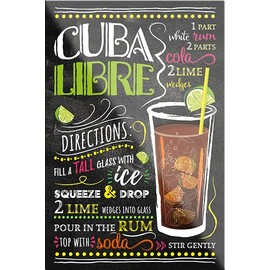 schilderkreis24 Cocktail Recipe Magnet Alcohol Spirits Decorative Fridge Magnet Humour Gift Idea Birthday Christmas 9 x 6 cm (Cuba Libre)