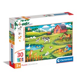 Clementoni 20286 Jigsaw Animal Farm 30 Pieces-Supercolor Children 3-5 Years, Cartoon, Gift for Boy/Girls, Puzzle for Kids, Made in Italy, Multicolor
