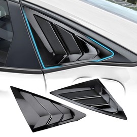 Rear Side Window Louvers for 11th Gen Civic Sedan Compatible with Honda Civic 2022-2025 Exterior Accessories Air Vent Window Scoop Shades Blinds Cover (Bright Black)